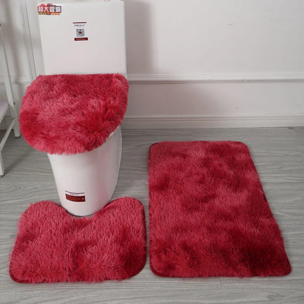 Toilet Seat Cover 3Pcs Set Bath Mat Shower Room Floor Rug Home Bathroom Anti-Slip Absorbent Doormat Bathtub Decor Carpet