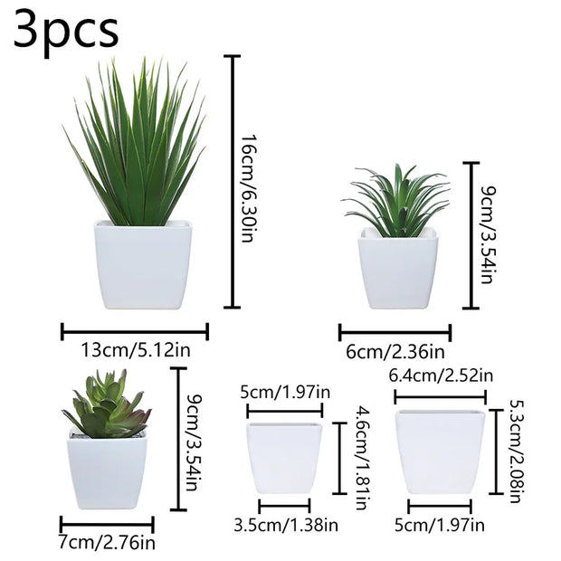 (A set of 3PCS) Simulated Mini Potted Plants Suitable For Decorating Homes, Restaurants, Tabletops, Windowsills, And Bookshelves