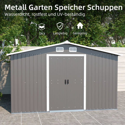 Outdoor Storage Tool Shed with Sloping Roof and Lockable Door Metal Shed for garden Terrace Lawn Carport Large Me