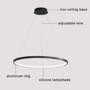 Modern Round Ring Led Pendant Light for Dining Living Room Center Table Kitchen Bedroom Minimalist Decor Hanging Lamp Fixture