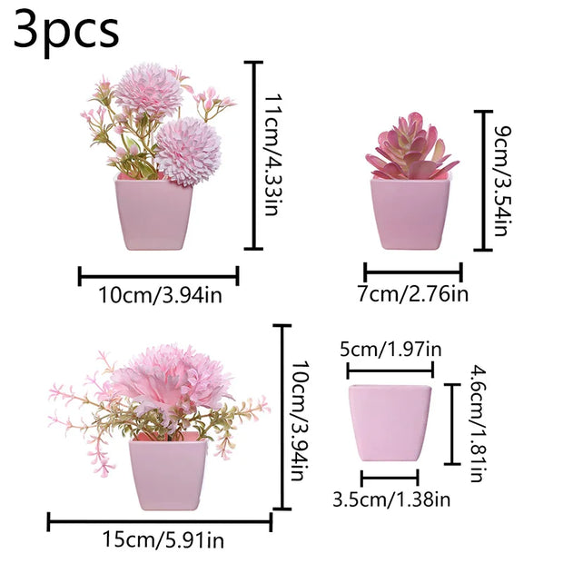 (A set of 3PCS) Simulated Mini Potted Plants Suitable For Decorating Homes, Restaurants, Tabletops, Windowsills, And Bookshelves