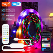 1-30M/100FT USB LED Strip Lights Tuya APP Control Color Changing 5050 RGB TV Backlight Flexible Lamp Tape for Room Decoration