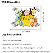 Cartoon Pikachu Wall Stickers For Kid's Rooms Kindergarten Living Room Bedroom DIY Wall Decoration Animated Poster Bedroom Decor