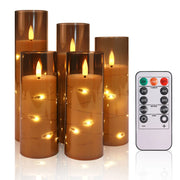 Set of 10/20 Flameless Candles w/ Embedded Star String LED Pillar Candle with Timer Remote Control For Home Indoor Wedding Decor