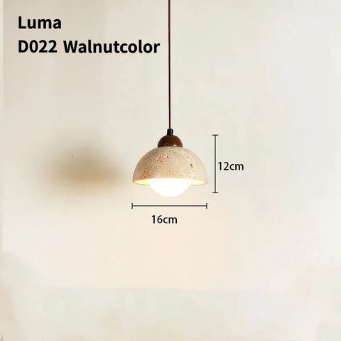 Luma Japanese Style Stone Pendant Lights Yellow Hole Stone Wabi-Sabi Led Hanging Lamp for Bedroom Bedside Dining Room Chandelier