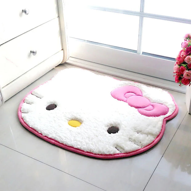 50x60cm Kawaii Hello Kitty Cartoon Rug Anime Kt Cat Plush Floor Mat Bathroom Non-Slip Carpet Car Cushion Soft Living Room Decor