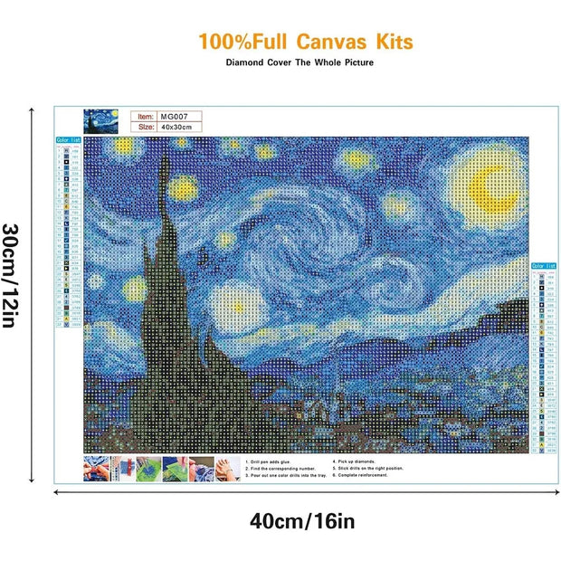 Starry Night Diamond Painting Kits for Adults DIY 5D Kits Van Gogh Diamond Art Kit Gem Art Craft Home Wall Decor