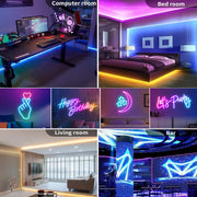 RGB Neon LED Strip Waterproof Flexible Ribbon Tape Neon Lights with App 44key Remote Control for Home Room Outdoor Decoration