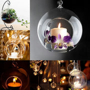 Diameter 6cm/8cm Tea Light Holder Crystal Glass Hanging Candle Holder Romantic Wedding Home Vase Hanging Decoration