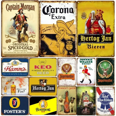 Metal Poster Classic Beer Brand Sign Wall Decor for Bar Pub Club Retro Wall Decoration Metal Plaque Pendant Art for Man Cave