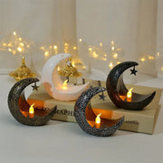 Starry Moon Candlestick Ramadan Festival Decora Home Decor Moon Led Candle Lamp Eid Mubarak Party Islamic Muslim Decors Supplies