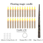 Halloween LED Floating Candles Magic Wand Remote Hanging Operated Potter Harries Battery Floating Candles Warm Light Decoration