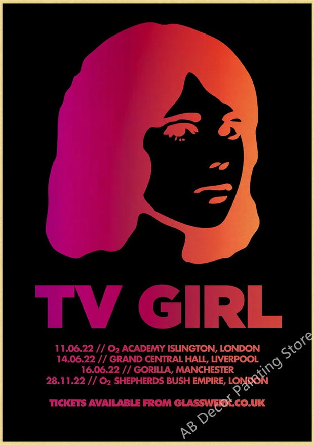 TV Girl Posters Retro Kraft Paper Prints Lovers Rock Vintage Poster Wall Art Painting Study Home Living Room Decoration Picture