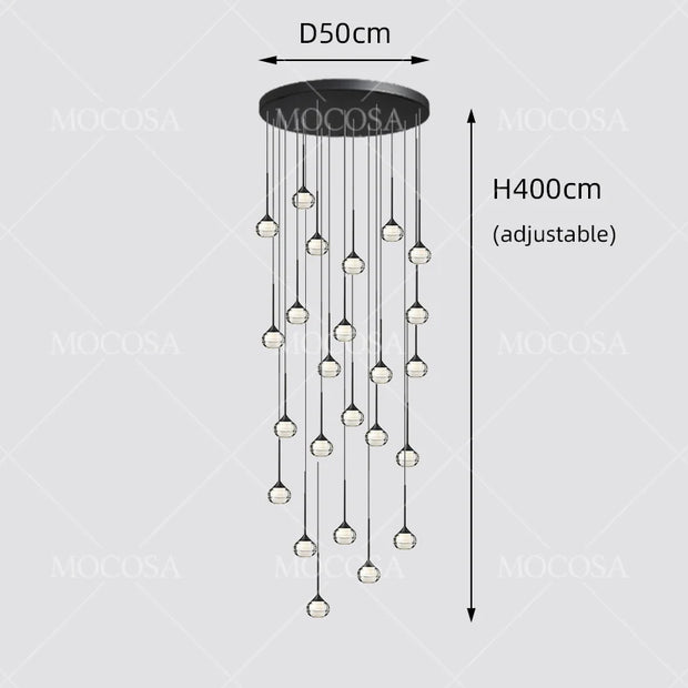 Water Drop LED Pendant Bedroom Bedside Lamps Modern Stairwell Light Living Room Ceiling Hanging Lamp Indoor Staircase Chandelier