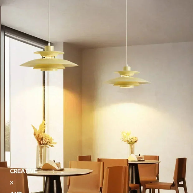 Danish UFO Hanging Lamp Nordic LED Dining Table Pendant Light Minimalist Indoor Living Room Decoration Restaurant Bar Chandelier