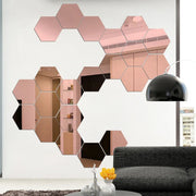 6/12pcs 3D Mirror Wall Sticker Hexagon Decal Home Decor DIY Self-adhesive Mirror Decor Stickers Art Wall Decoration 126mm Large