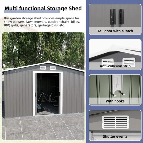 Outdoor Storage Tool Shed with Sloping Roof and Lockable Door Metal Shed for garden Terrace Lawn Carport Large Me