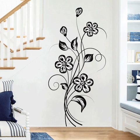 1PC Beautiful Atmosphere Black Flower Sticker Beautifying Decoration Bedroom, Living Room, Home Wall Waterproof Self adhesive St