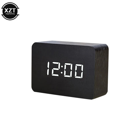 Fashion Alarm Clock LED Wooden Watch Table Voice Control Digital Wood Despertador USB/AAA Powered Electronic Desktop Clocks