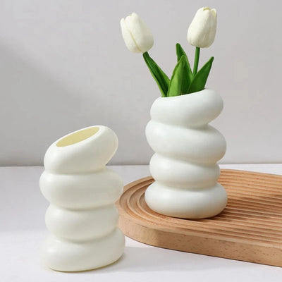 1/2PC Plastic Spiral White Vase Nordic Creative Flower Arrangement Container For Kitchen Living Bedroom Home Decoration Ornament