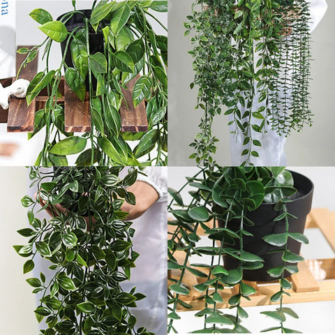 1pc Artificial Hanging Plant Eucalyptus Rattan Potted Green Plant Suitable Mandala Vine for Room Wall Home Shelf Interior Decor