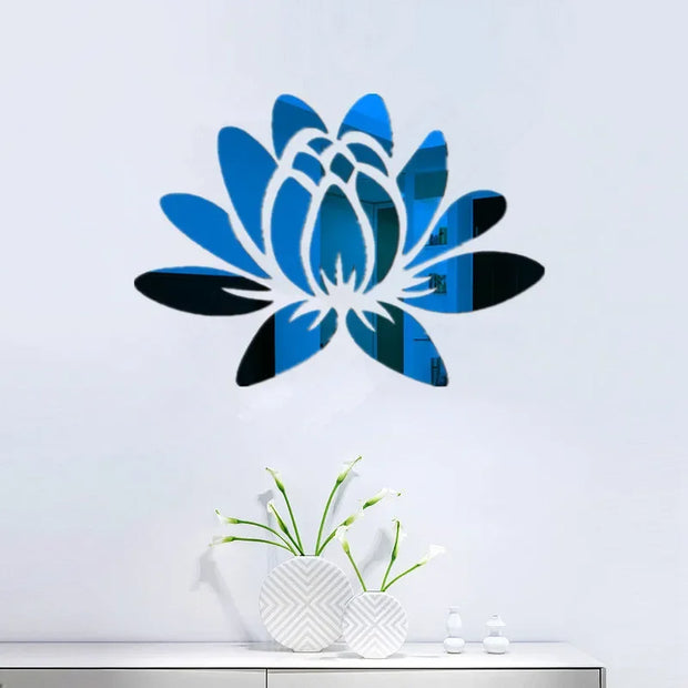 1mm Self Adhesive Acrylic Thick Mirror Sticker Lotus Acrylic Mirror Wall Sticker Home Living Room Bedroom Office Decoration