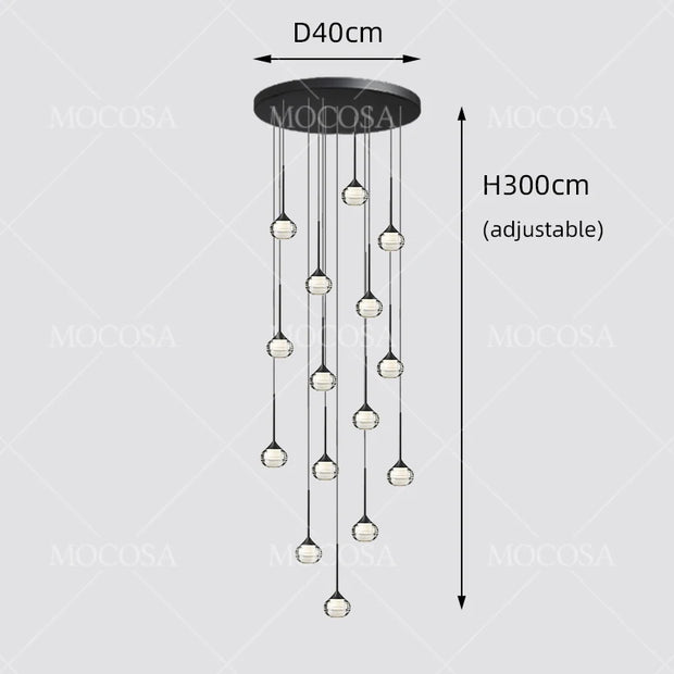 Water Drop LED Pendant Bedroom Bedside Lamps Modern Stairwell Light Living Room Ceiling Hanging Lamp Indoor Staircase Chandelier