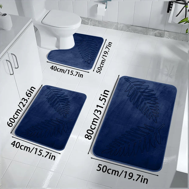 3PCS Set Bath Mats Nonslip Soft Quick Dry Bathroom Soft Rugs Water Absorption Dry Fast Bath Mat Machine Washable For Home Floor