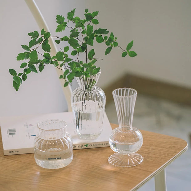 Vintage Flower Vase Mini Glass Vase Wedding Party Transparent Hydroponics Plant Flower Vases Desktop Ornaments Home Decorations