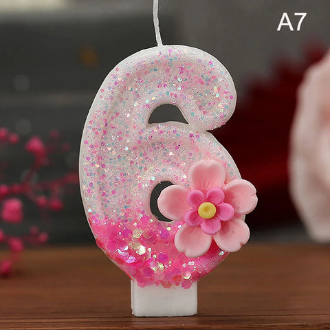 Birthday Candle Cake Topper Colour Changing Creative Number 0-9 Candle Flowers Digital Candles Girl Birthday Party Decoration