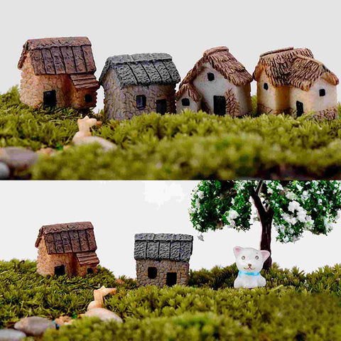 Fairy House Miniatures for Crafts Synthetic Thatch Roof Houses Figurines Roofing Tiki Bar Garden Micro Landscaping Ideas