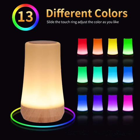 13 Color Changing Night Light RGB Remote Control Touch Dimmable Lamp Portable Table Bedside Lamps USB Rechargeable Night Lamp