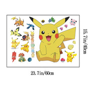 Cartoon Pikachu Wall Stickers For Kid's Rooms Kindergarten Living Room Bedroom DIY Wall Decoration Animated Poster Bedroom Decor