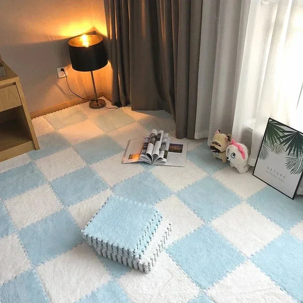 30x30cm Plush Puzzle Foam Floor Mat Creative Fashion Carpet Square Interlocking Carpet Fluffy Area Rugs