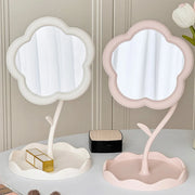 1Pcs Flower Shaped Mirror Decorative Mirrors Makeup Mirror With Jewelry Hair Accessories Tray Tabletop Mirror Home Decor