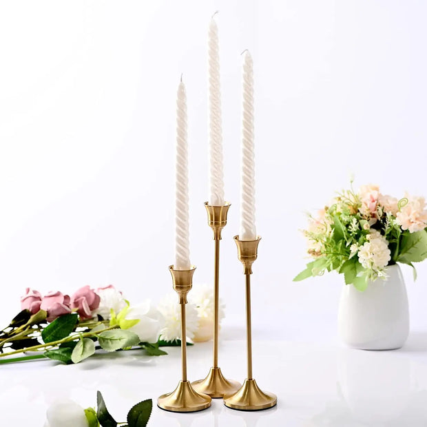 Set of 3 Vintage Elegant Metal and Aluminum Tabletop Candle Holders, Suitable for Wedding Anniversary, Home and Hotel Decoration