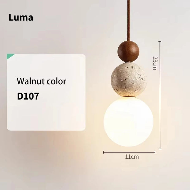 Luma Japanese Style Stone Pendant Lights Yellow Hole Stone Wabi-Sabi Led Hanging Lamp for Bedroom Bedside Dining Room Chandelier