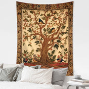 Retro Flower and Bird Tree Tapestry Wall Hanging Abstract Art Mysterious Witchcraft Hippie Dormitory Living Room Home Decor