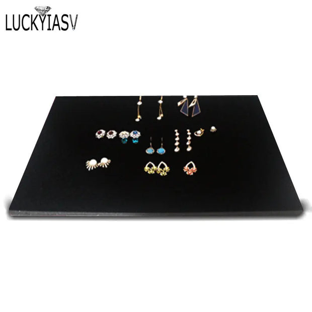 1 Pc Jewelry Foam Tray DIY Inserts Liners Grey/Black Velvet Jewellery Rings Bracelet Watch Showed Case Earrings Hole Tray