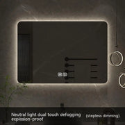 60x80CM Square Smart Hotel Bedroom Defogging Decorative Mirror LED Bathroom Mirror 3 Color Adjustable Backlight