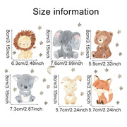 1 Sheet Cute Animal Switch Sticker Children's Room Lion Elephant Rabbit Wall Stickers Wall Decals DIY Living Room Wall Sticker