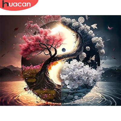 HUACAN Diamond Painting Novelty 2023 Tree Landscape Mosaic Needlework Full Kits Embroidery Tai Ji Cross Stitch Kits Unique Gift