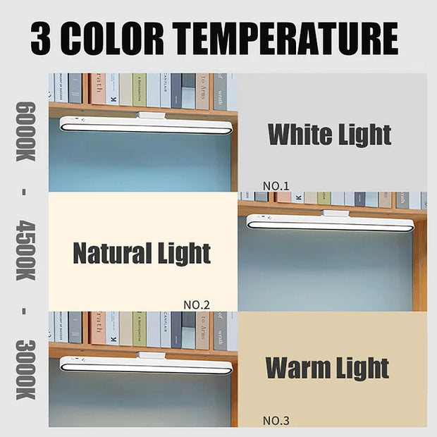 Desk Lamp 48cm Hanging Magnetic Table Lamp USB Or Rechargeable LED Reading Light Dimmable Cabinet Bedside Mirror Night Light