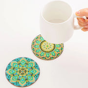 6pcs Diamond Painting Coasters With Holder Diy Green Mandala Coasters Diamond Painting Kits For Beginners Kids Birthday Gift