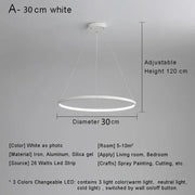 Modern Round Ring Led Pendant Light for Dining Living Room Center Table Kitchen Bedroom Minimalist Decor Hanging Lamp Fixture