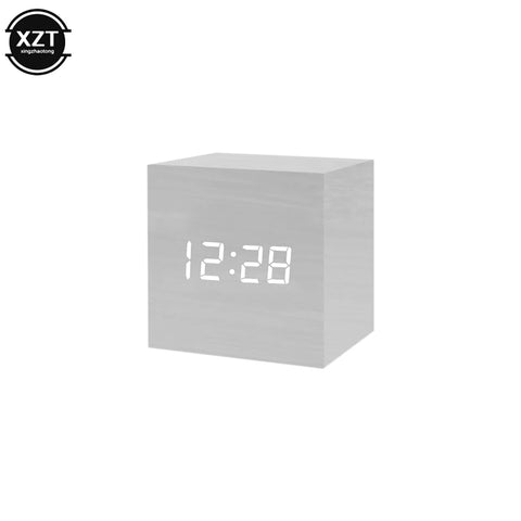 Fashion Alarm Clock LED Wooden Watch Table Voice Control Digital Wood Despertador USB/AAA Powered Electronic Desktop Clocks