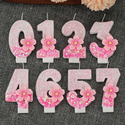 Birthday Candle Cake Topper Colour Changing Creative Number 0-9 Candle Flowers Digital Candles Girl Birthday Party Decoration