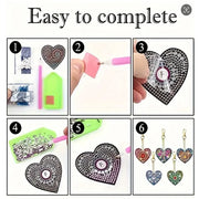 6pcs/Set DIY Keychains Diamond Art Butterfly Kits Double Sided Crystal Rhinestones Heart Diamond Painting Keychains for Adults