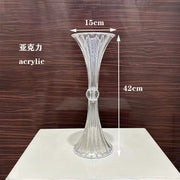 Transparent Acrylic Wedding Vases, Horn Style, Party Table Centerpiece, Family Table Decoration, High 45cm, New, 10Pcs