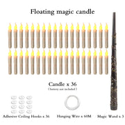 Halloween LED Floating Candles Magic Wand Remote Hanging Operated Potter Harries Battery Floating Candles Warm Light Decoration